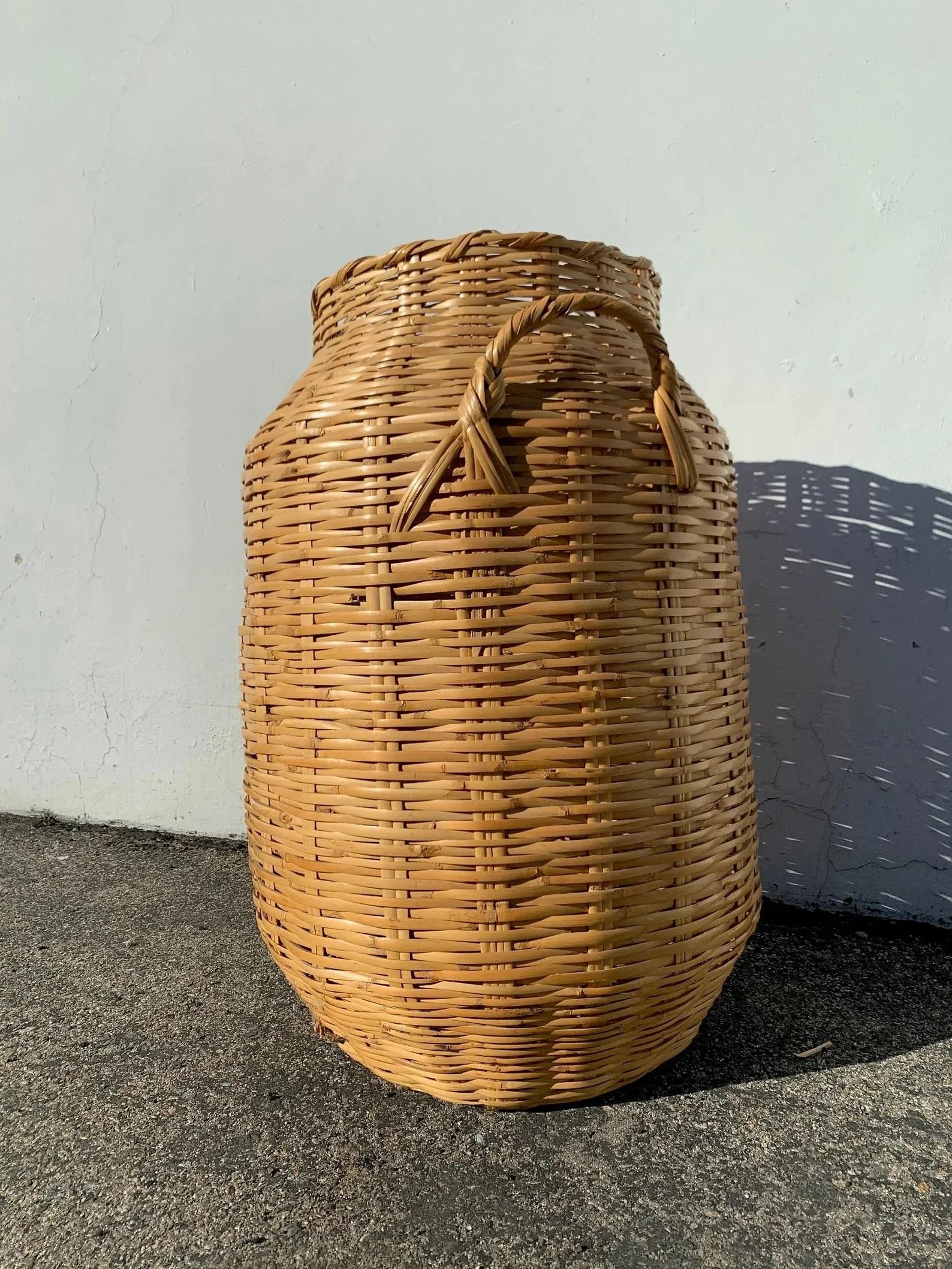 Boho Woven Wicker Flower Floor Vase Vintage Rattan Planter Jug Jar Urn - 5