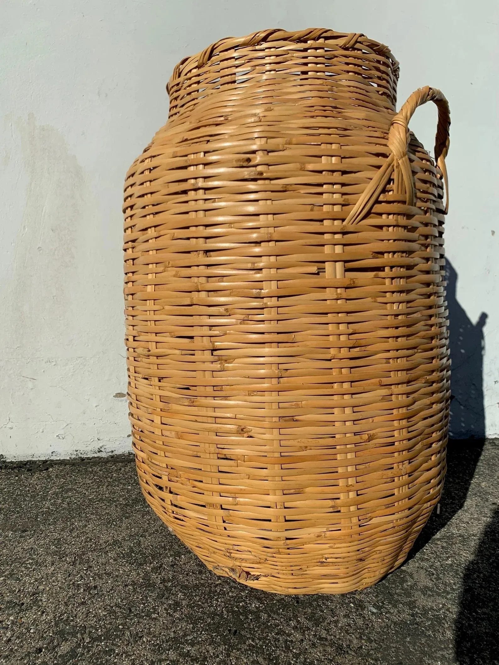 Boho Woven Wicker Flower Floor Vase Vintage Rattan Planter Jug Jar Urn - 6