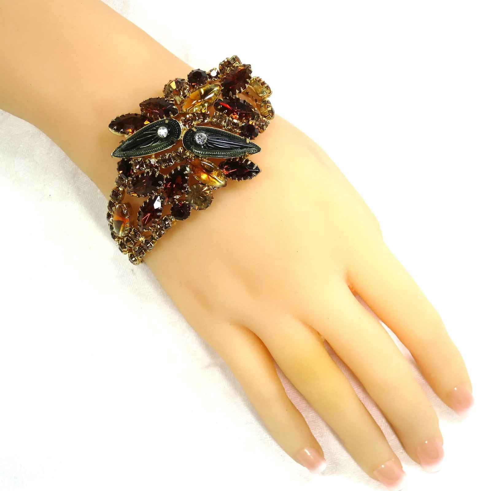 Vintage Citrine Crystal Art Glass Bracelet 1950s - 2