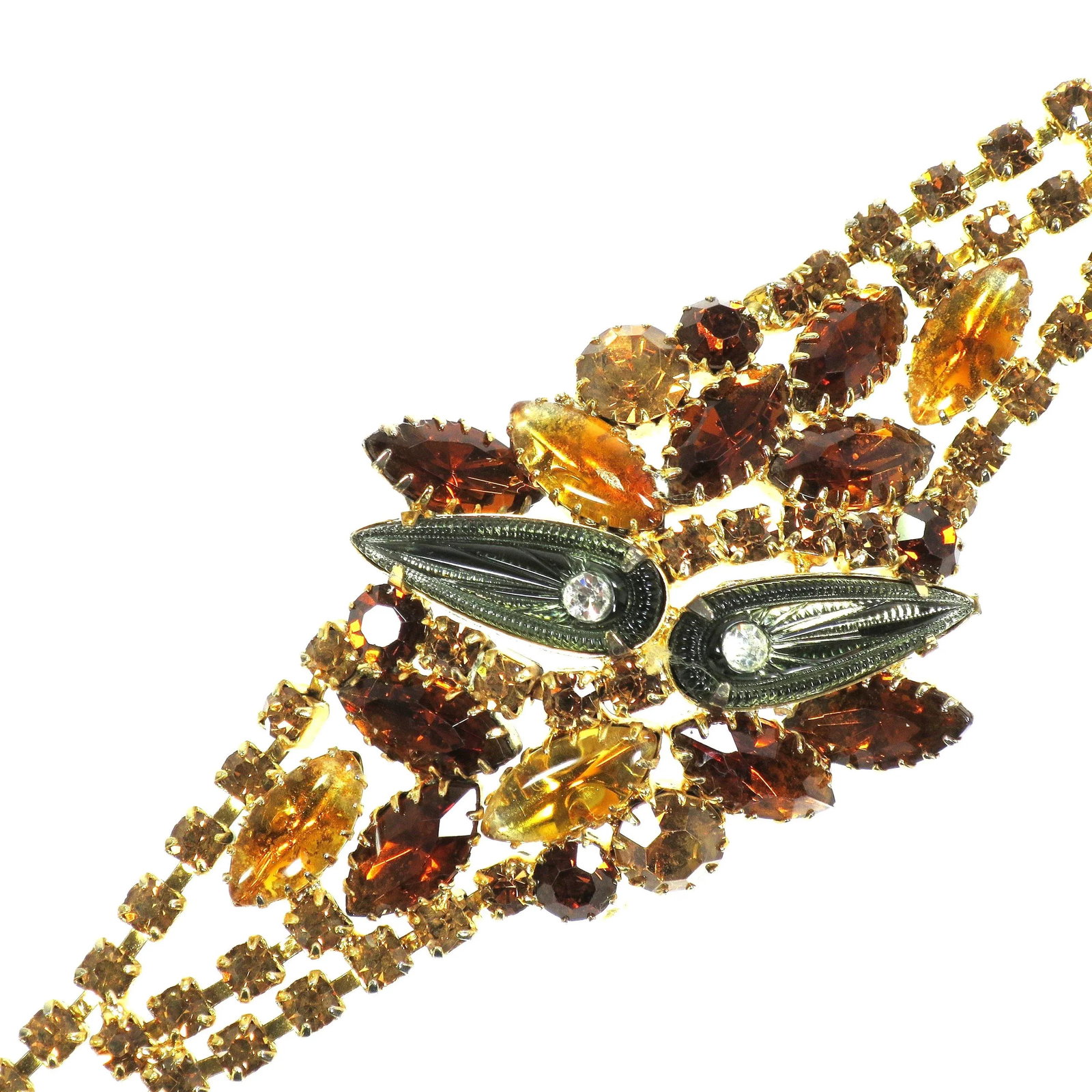 Vintage Citrine Crystal Art Glass Bracelet 1950s - 4