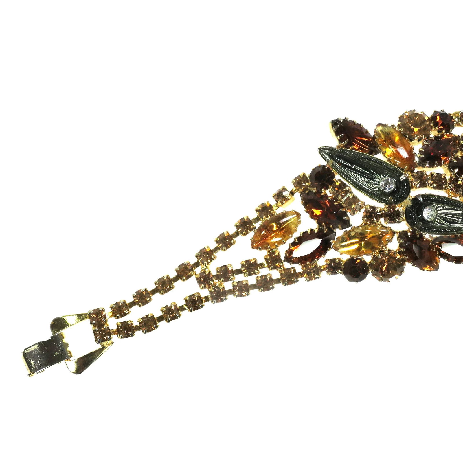 Vintage Citrine Crystal Art Glass Bracelet 1950s - 5