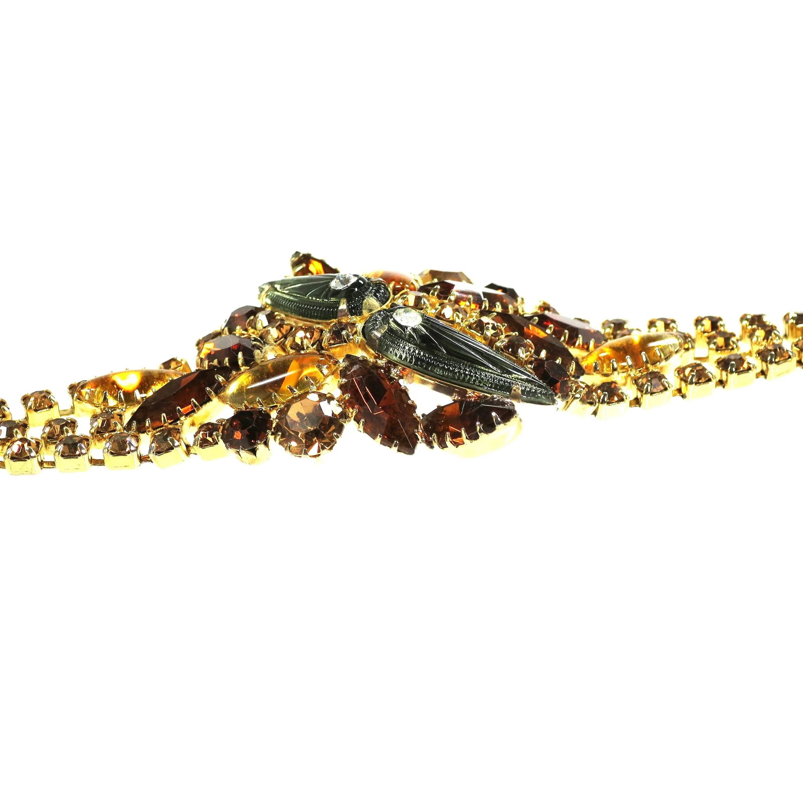 Vintage Citrine Crystal Art Glass Bracelet 1950s - 6