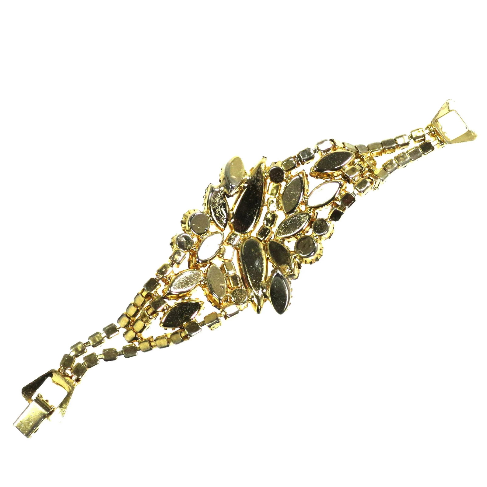 Vintage Citrine Crystal Art Glass Bracelet 1950s - 9