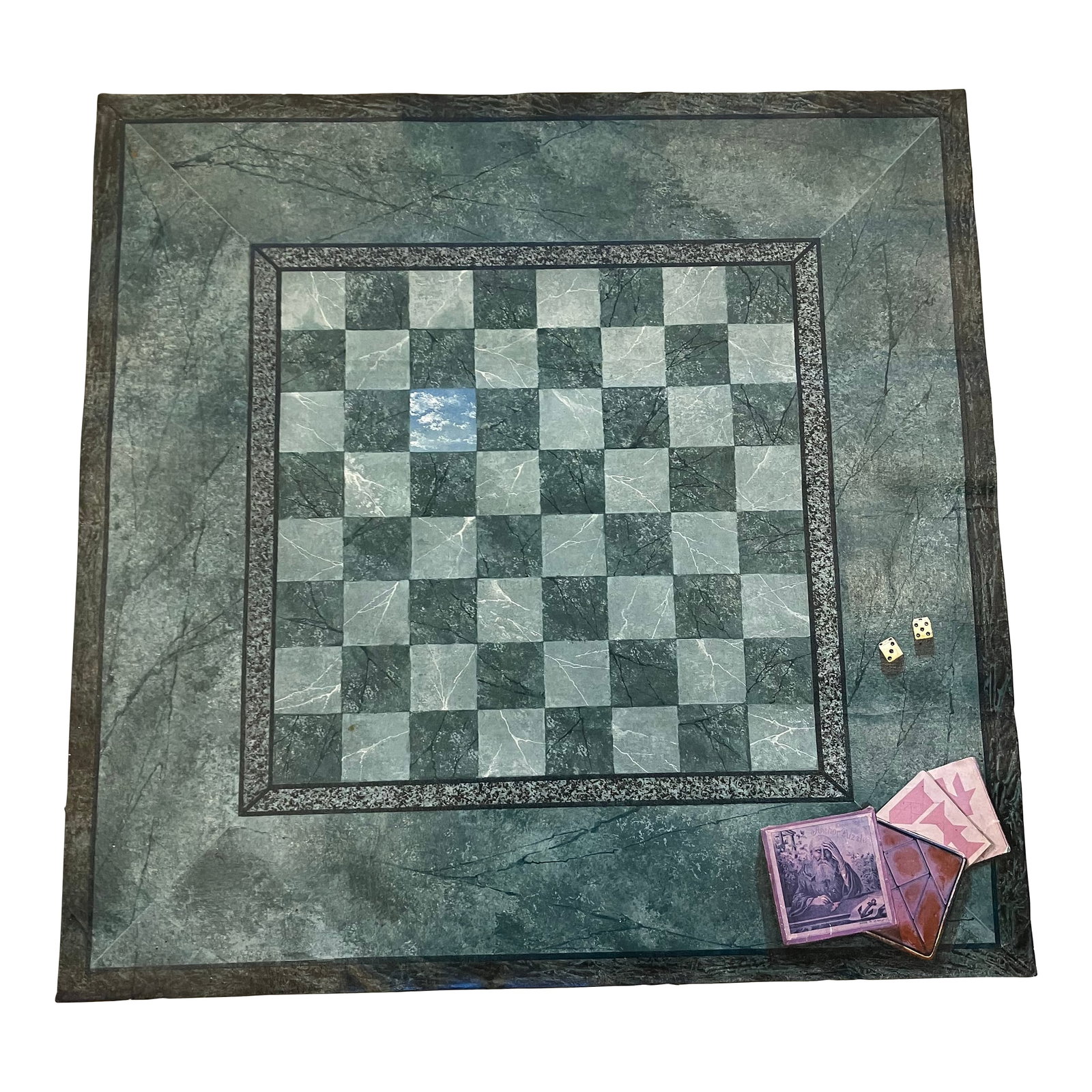 1980s Hand Painted Trompe L'oeil Floorcloth Game Board (1 of 7)