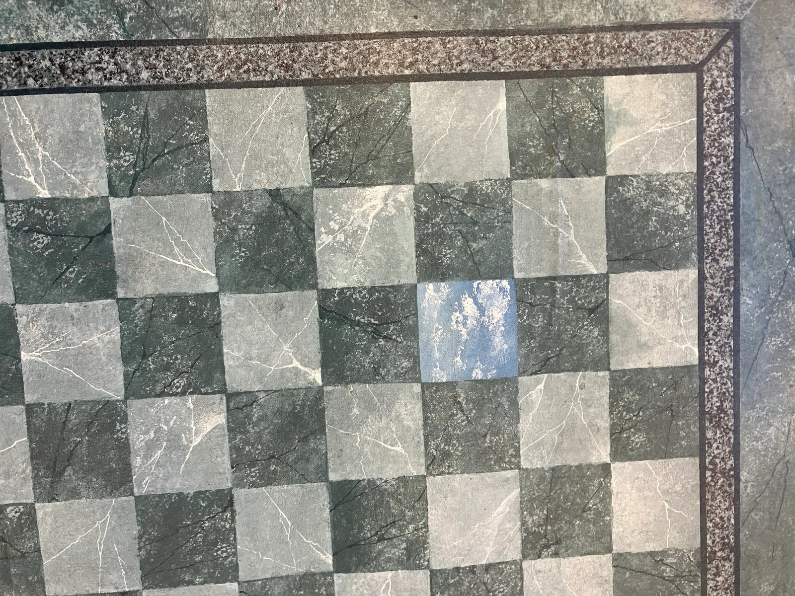 1980s Hand Painted Trompe L'oeil Floorcloth Game Board - 2