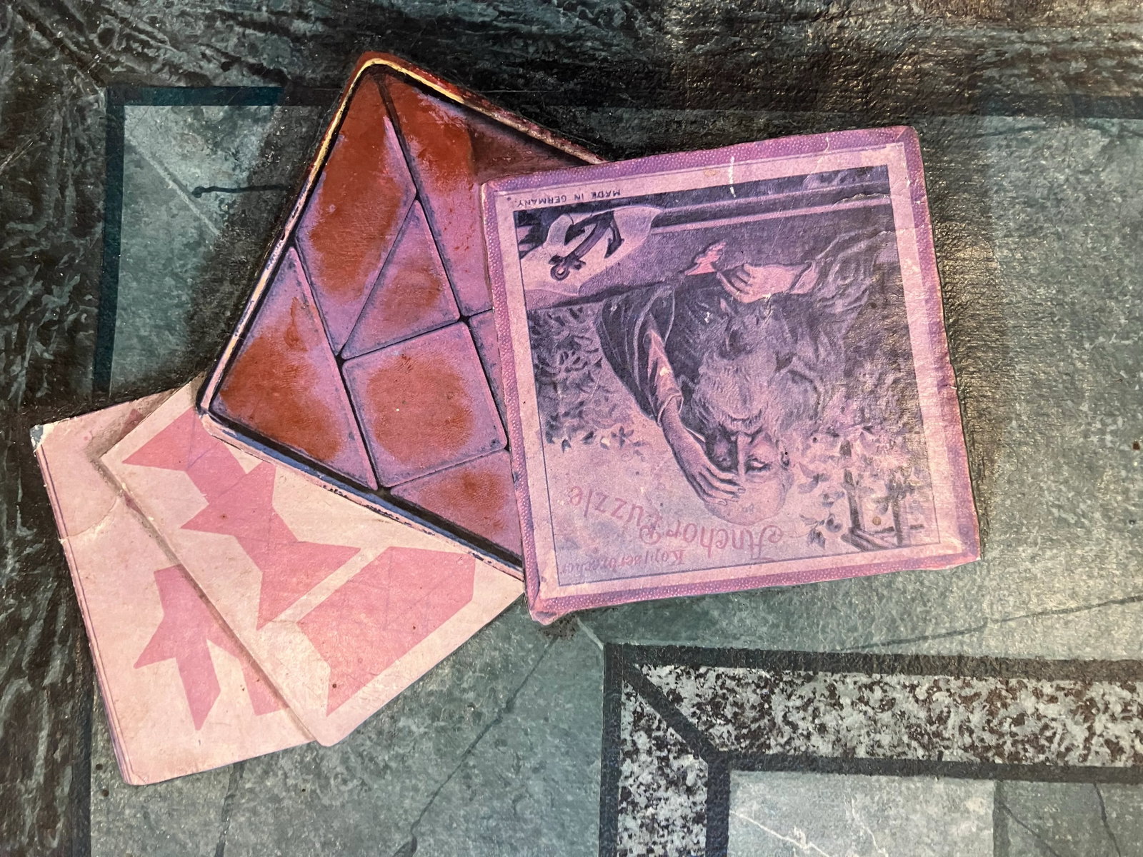 1980s Hand Painted Trompe L'oeil Floorcloth Game Board - 5