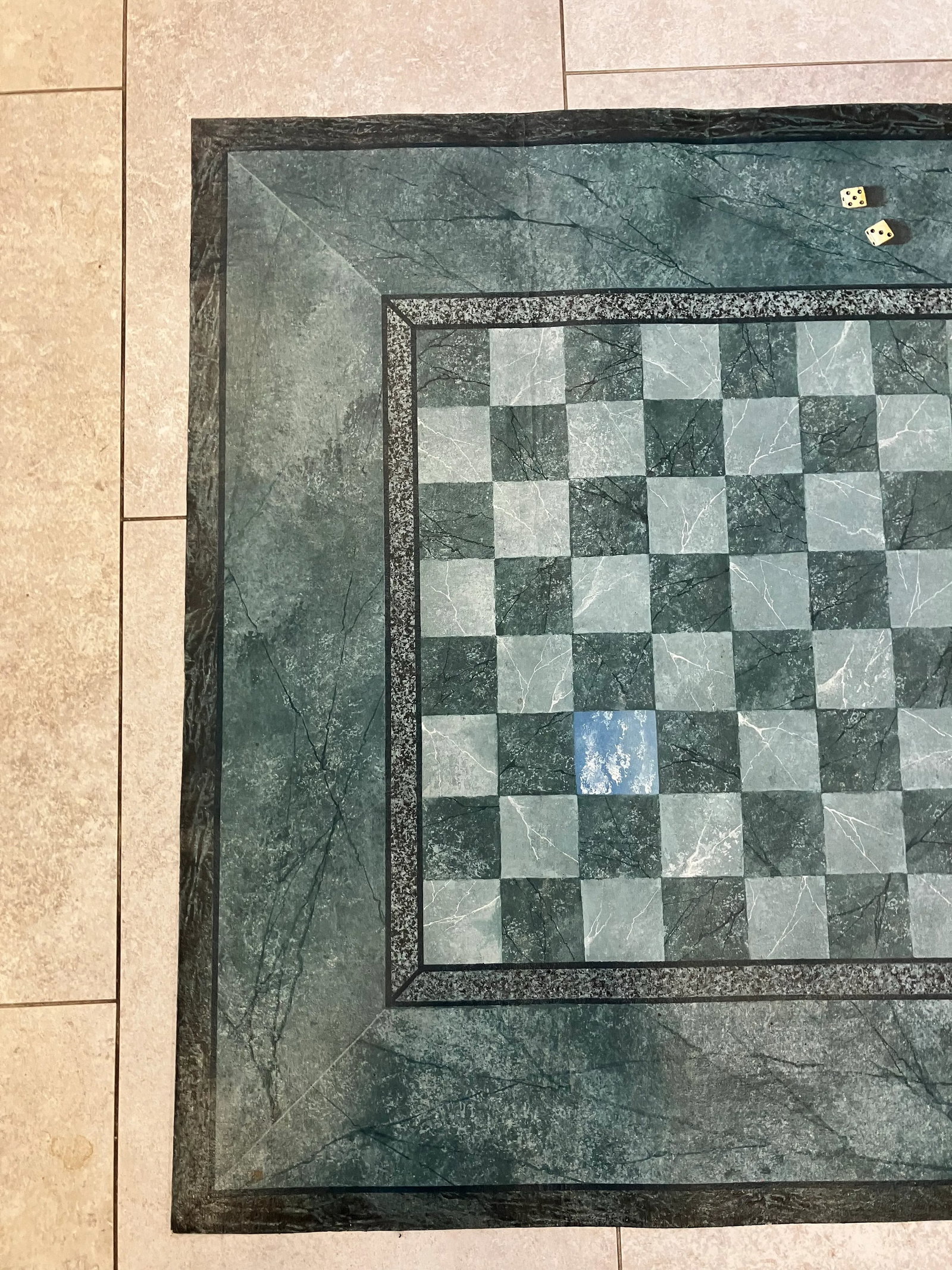 1980s Hand Painted Trompe L'oeil Floorcloth Game Board - 7