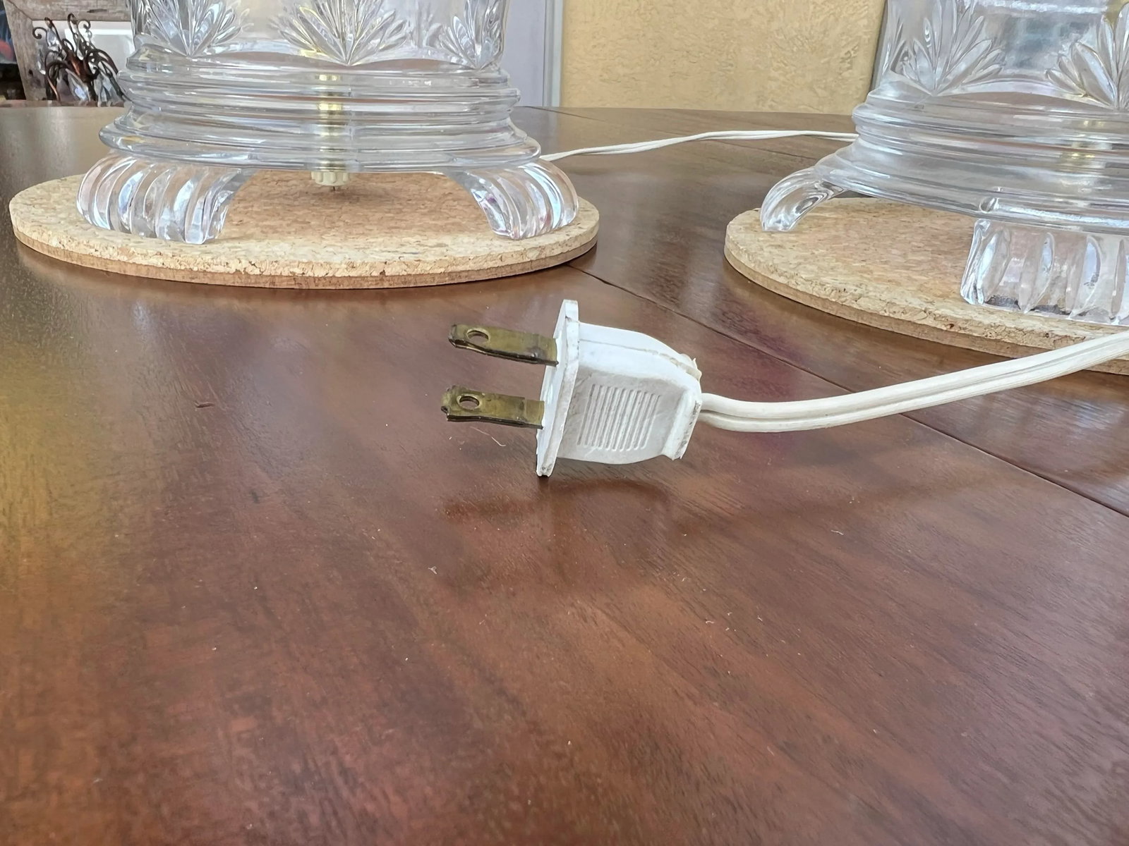 Vintage Large Footed Cut Crystal Lamp - Pair - 8