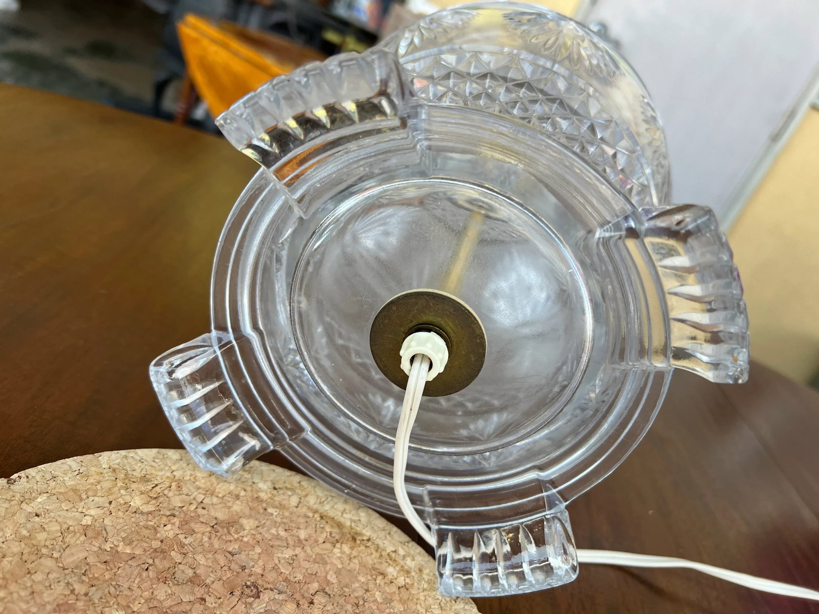 Vintage Large Footed Cut Crystal Lamp - Pair - 9