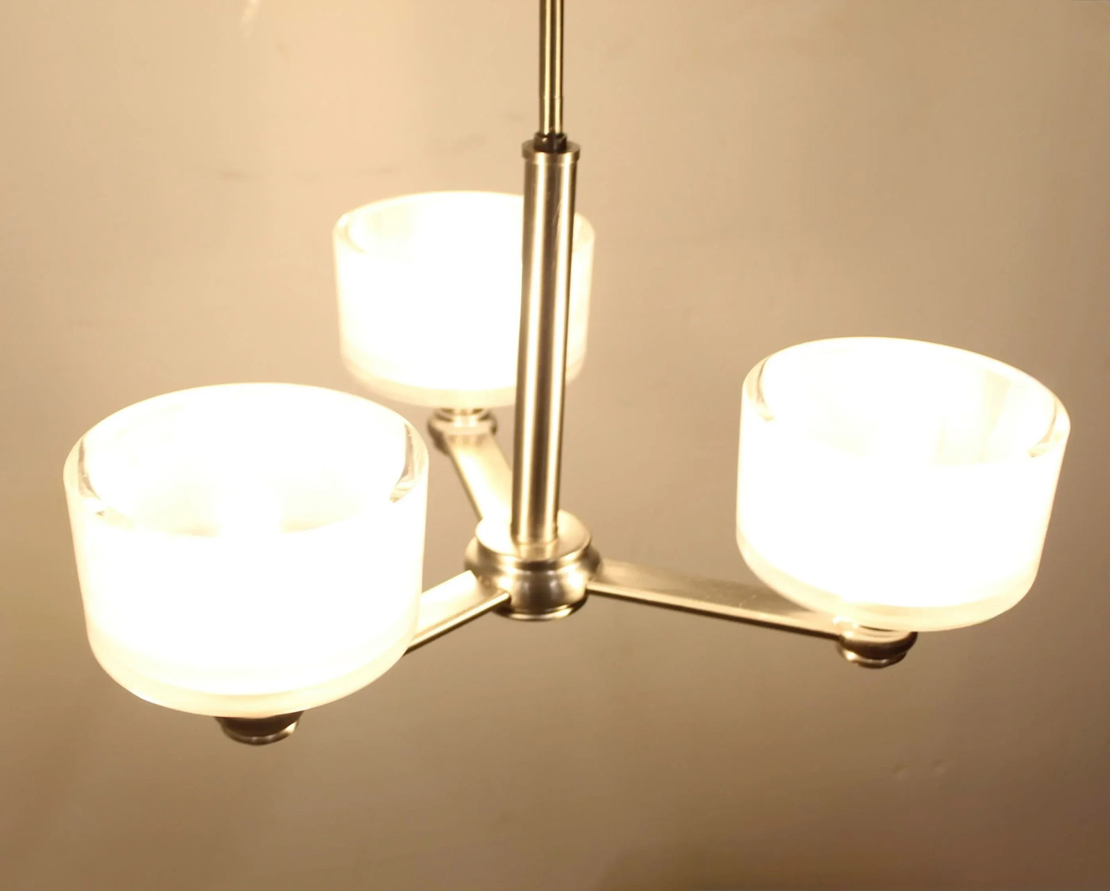 Brushed Nickel Modern 3 Light Chandelier | Sloped Ceiling - 2