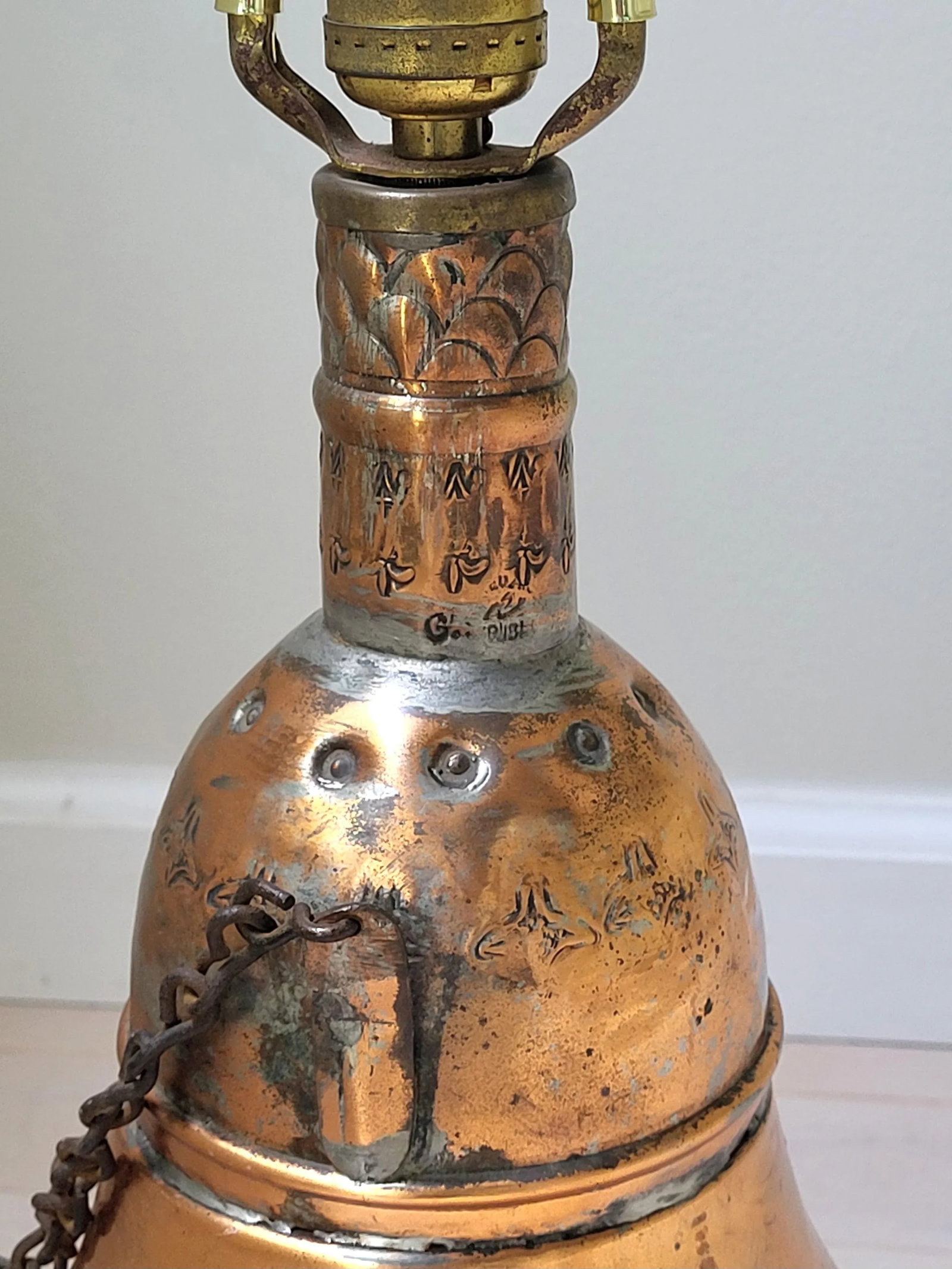 Mid Century Arab Islam Rustic Electric Table Lamp Mixed Metal - 11