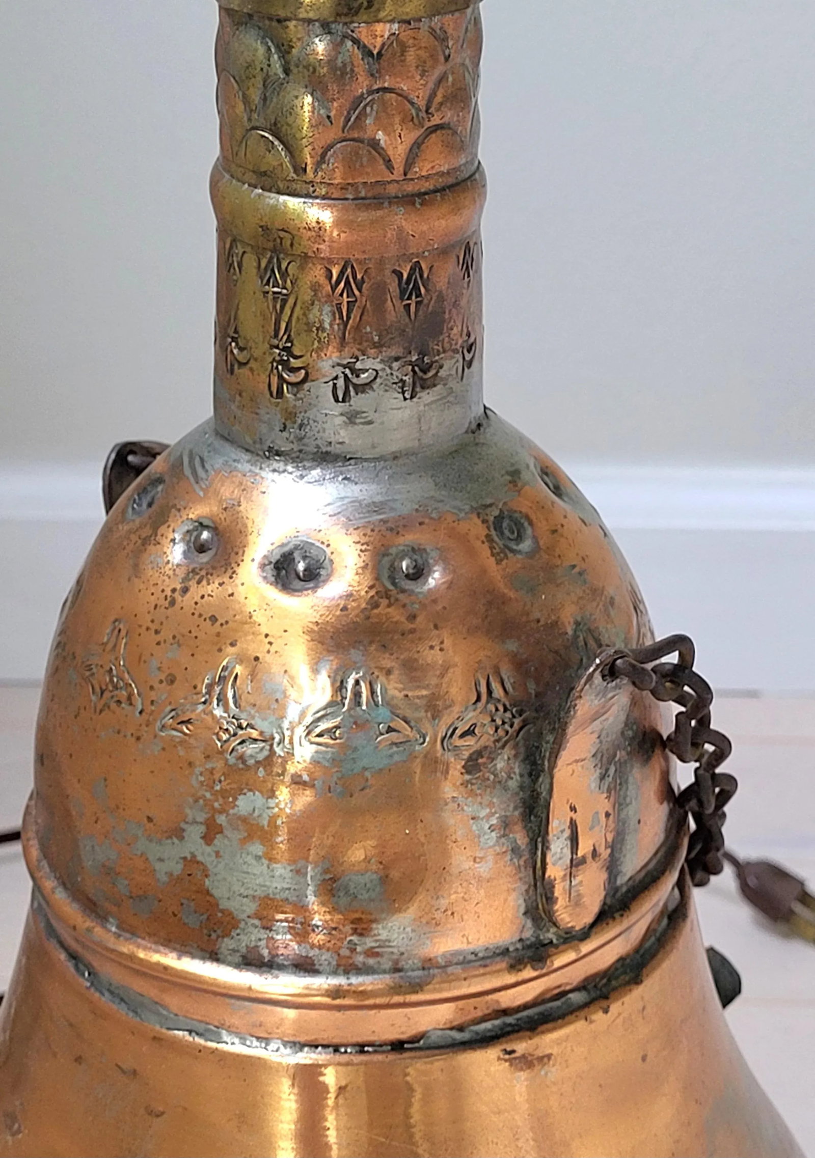 Mid Century Arab Islam Rustic Electric Table Lamp Mixed Metal - 12