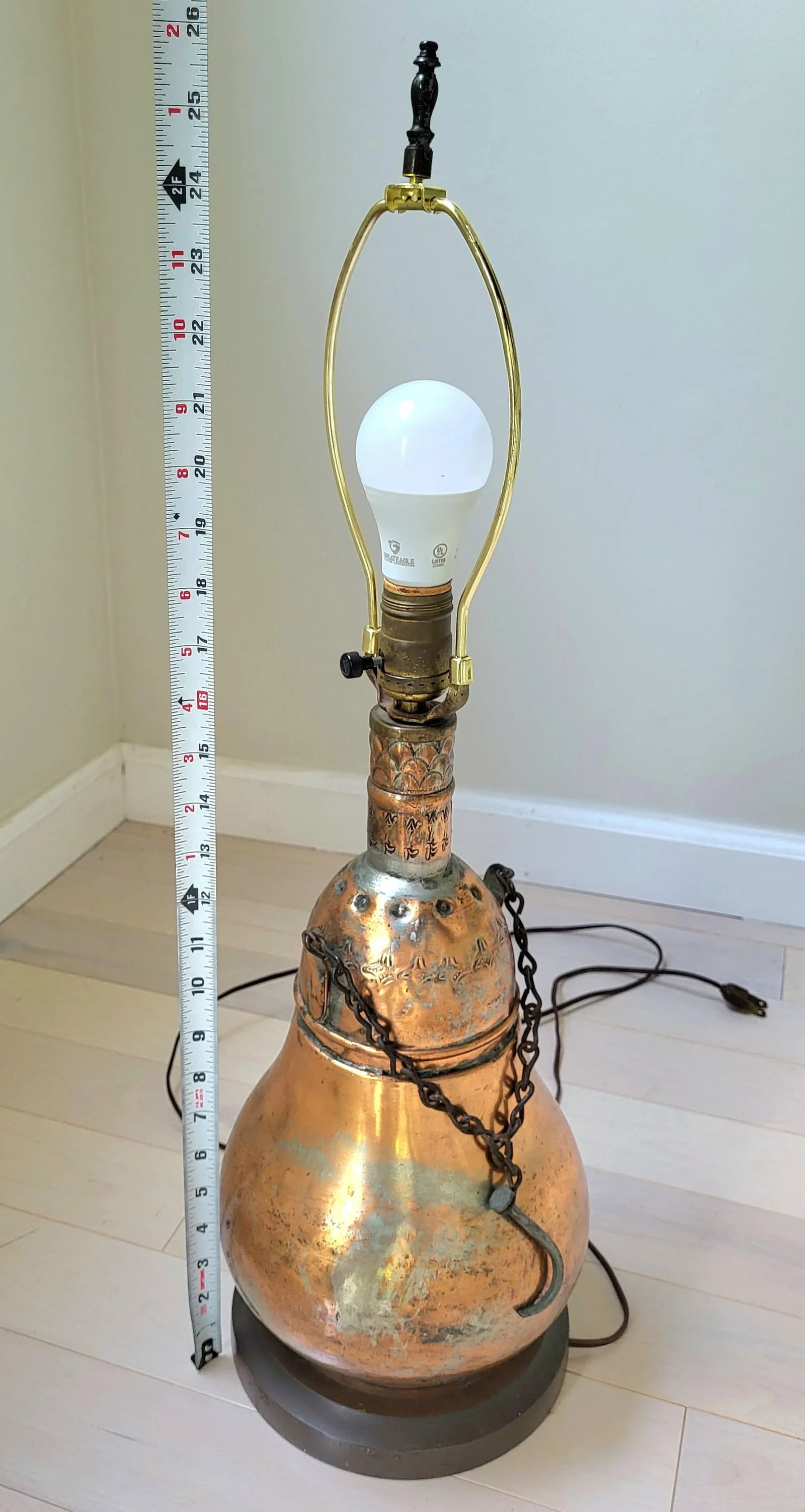 Mid Century Arab Islam Rustic Electric Table Lamp Mixed Metal - 7