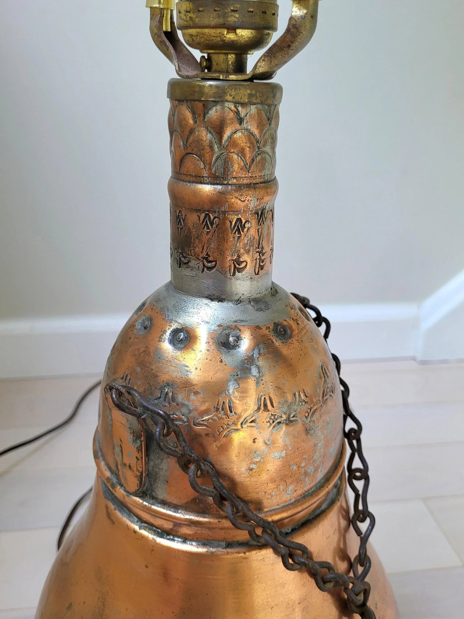 Mid Century Arab Islam Rustic Electric Table Lamp Mixed Metal - 9