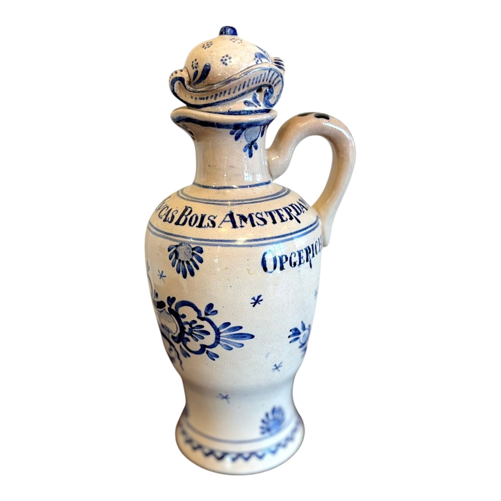 Antique Dutch Blue & White Royal Delft Lucas Bols Liqueur Bottle (1 of 6)