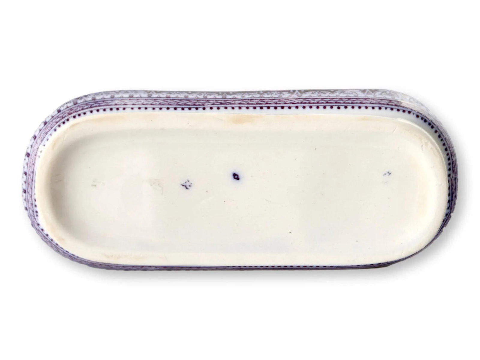 Mid 19th Century English Purple Transferware Toothbrush Box - 3