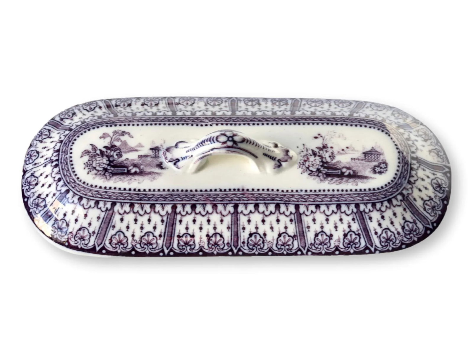 Mid 19th Century English Purple Transferware Toothbrush Box - 4