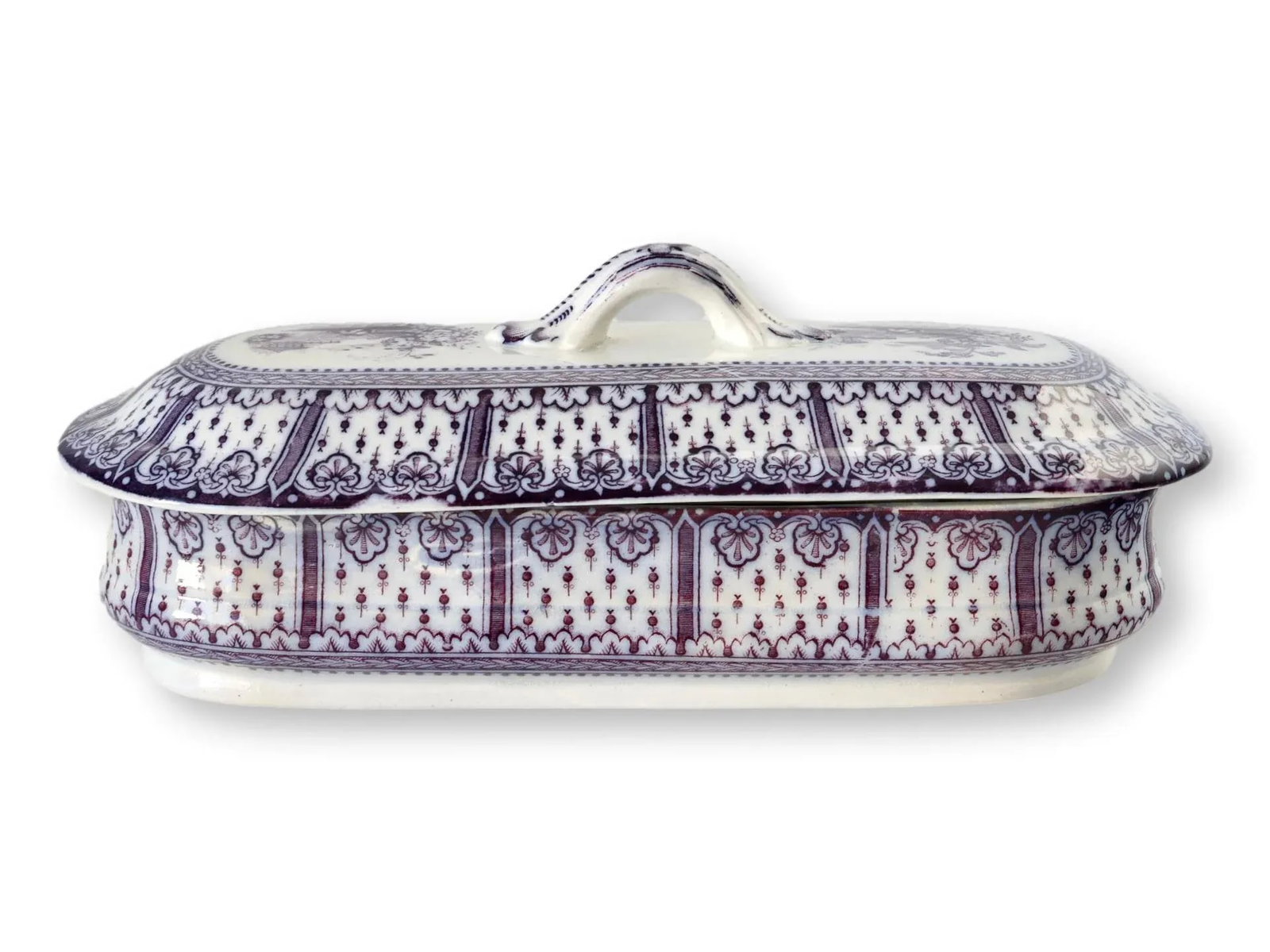 Mid 19th Century English Purple Transferware Toothbrush Box - 6