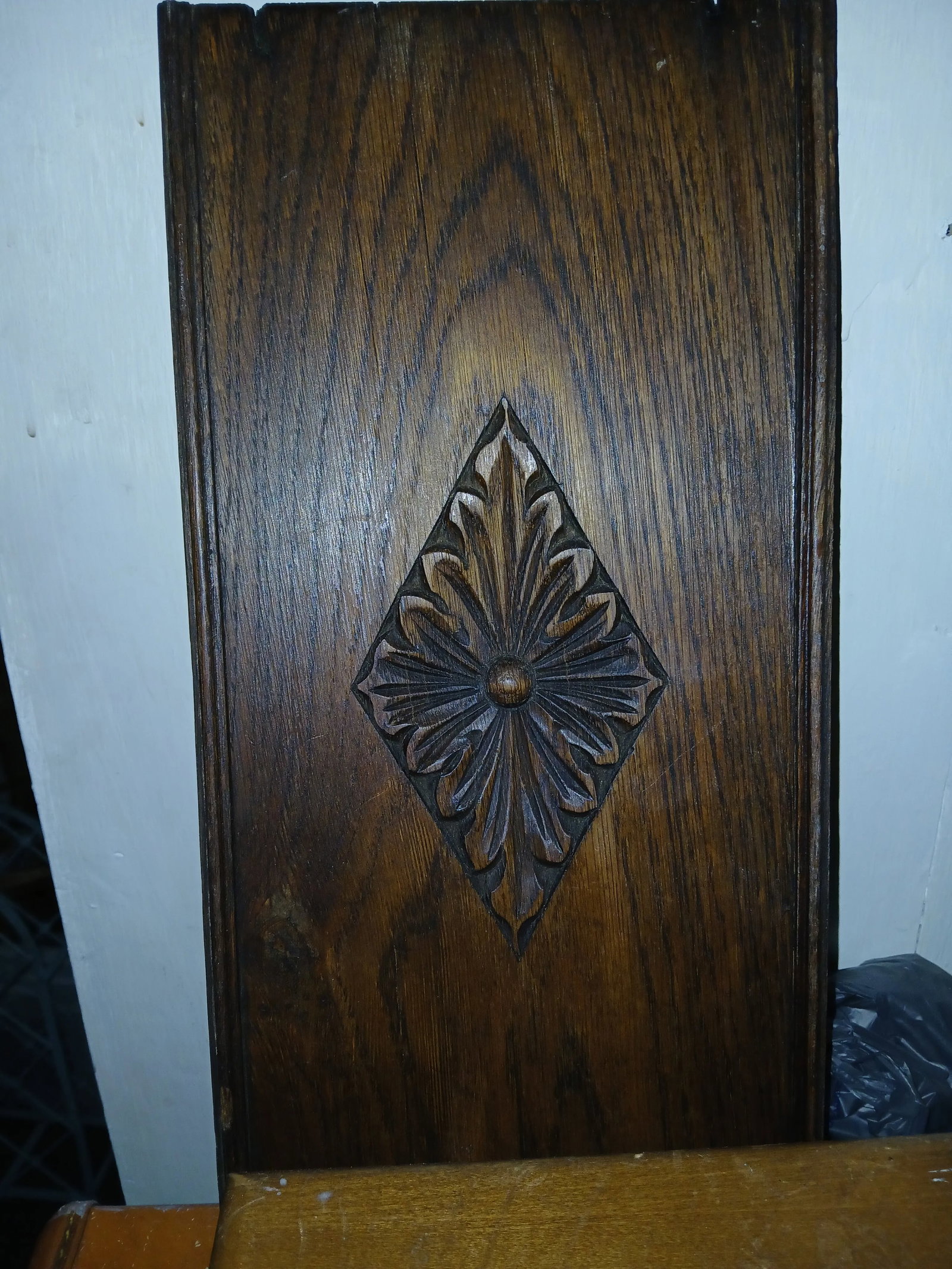 Antique American Hand Carved Oak Wall Art - 4