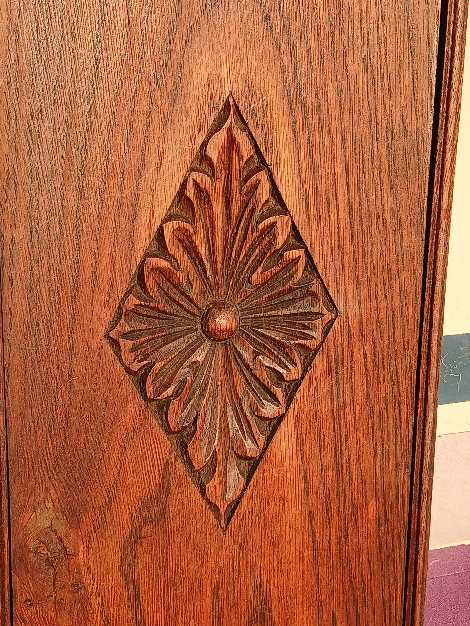 Antique American Hand Carved Oak Wall Art - 5