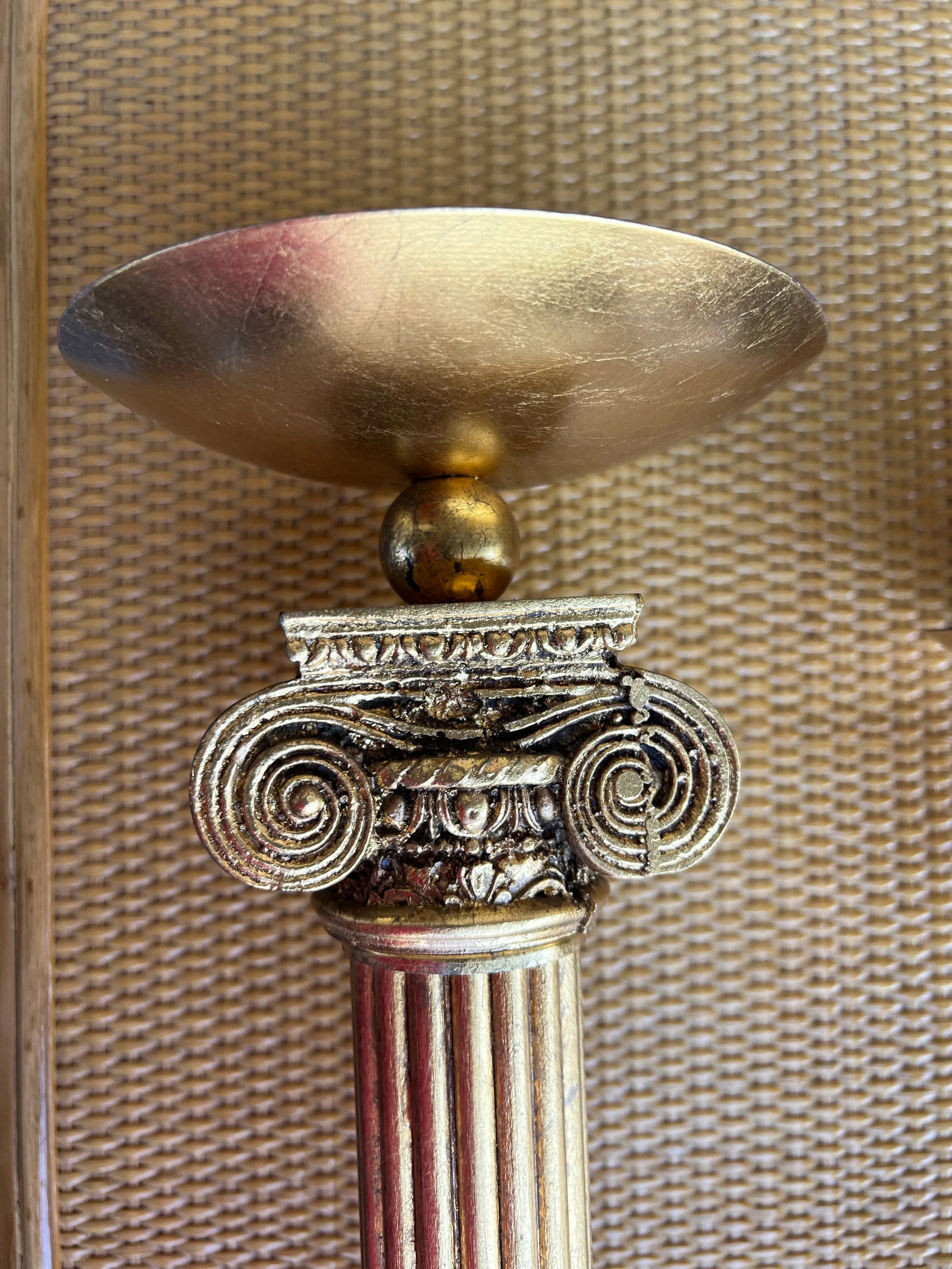 Late 20th Century Gold Pillar Candle Holders- a Pair - 8