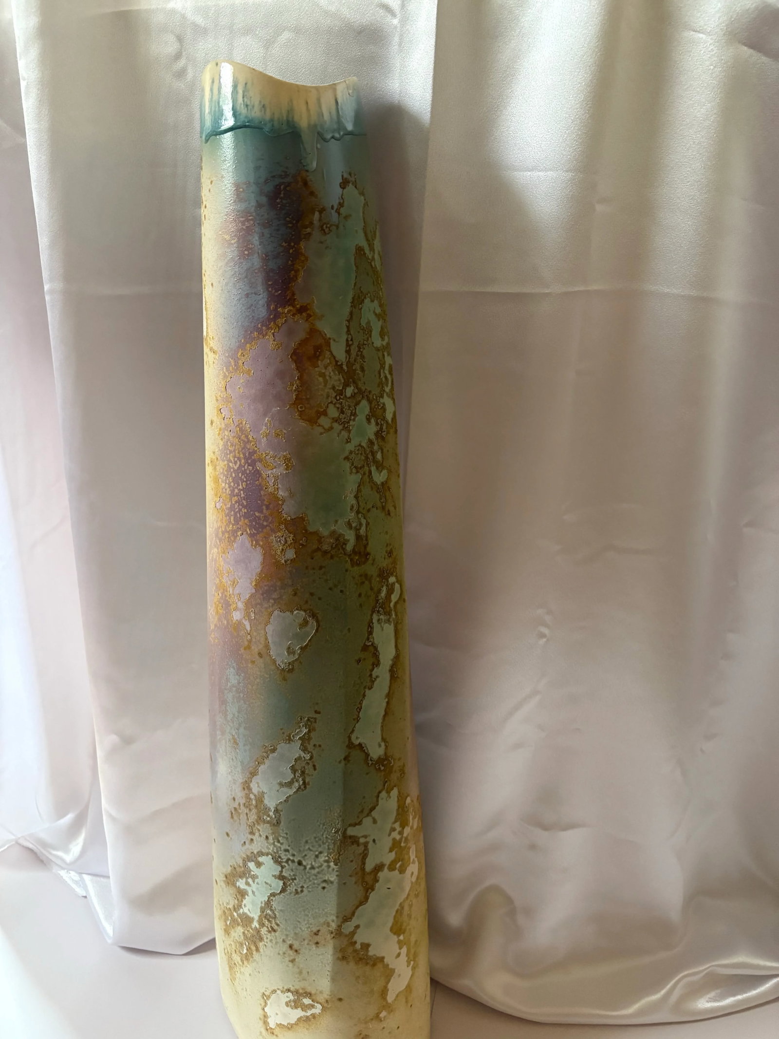 Mid 20th Century Tony Evan's Cylindrical Ancient Sands Raku Pottery Vase - 2