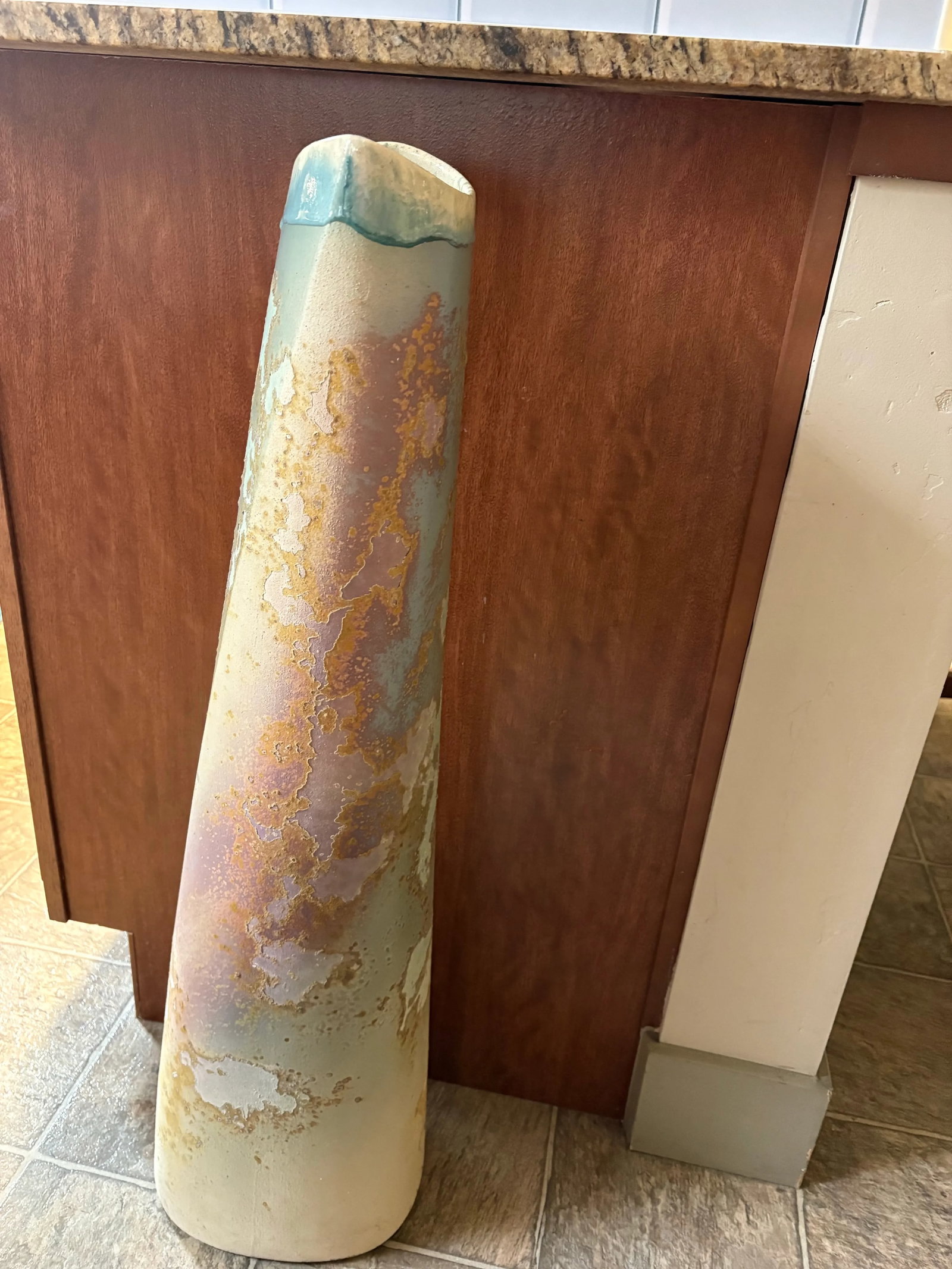 Mid 20th Century Tony Evan's Cylindrical Ancient Sands Raku Pottery Vase - 6