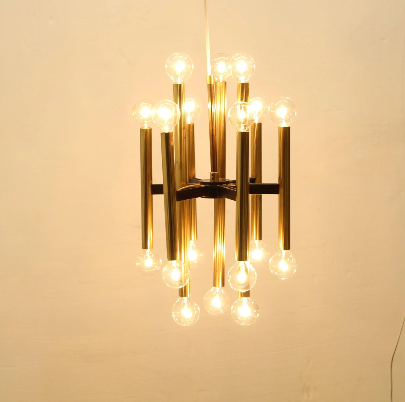 Mid Century 18 Light Pendant Chandelier | Gaetano Sciolari Style - 2