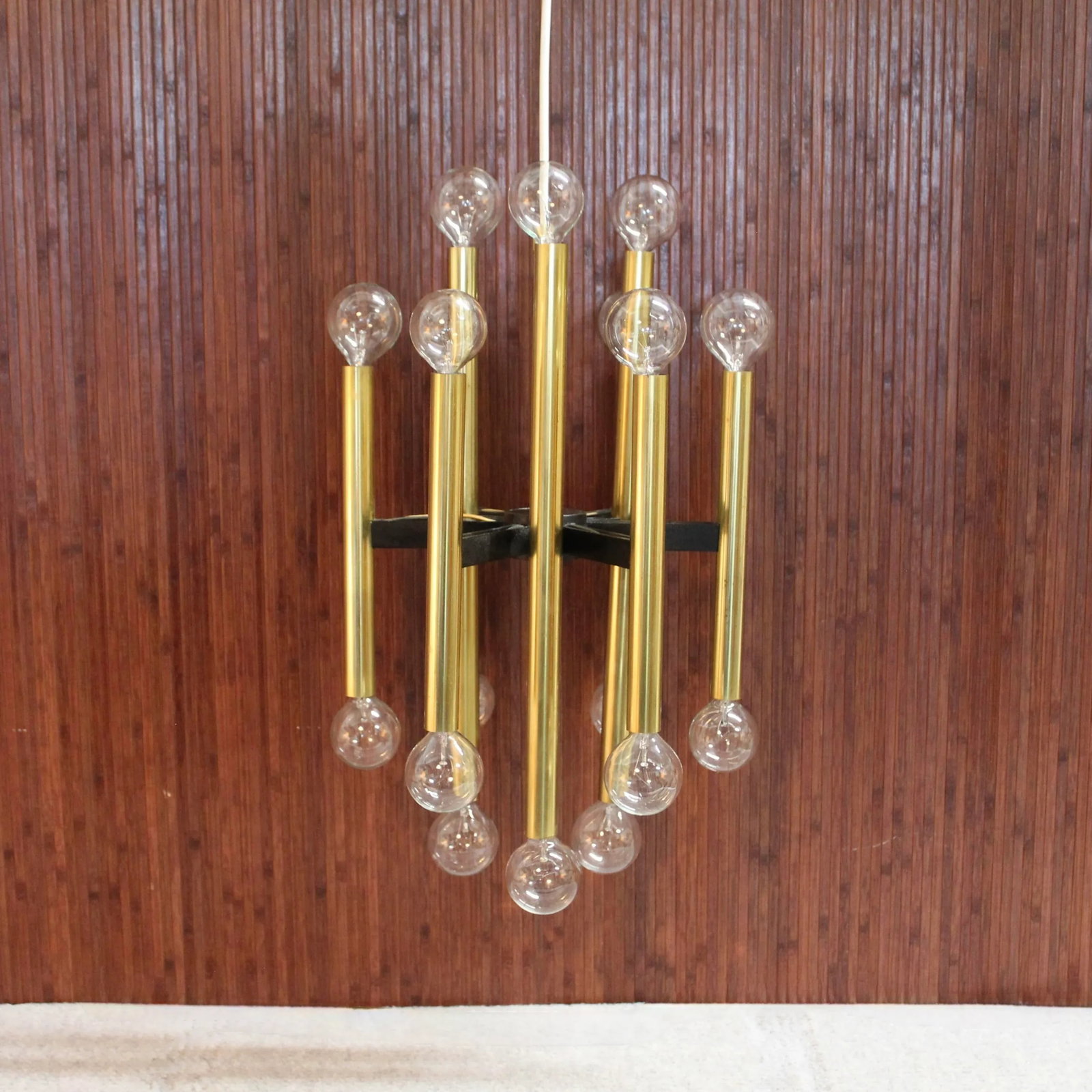 Mid Century 18 Light Pendant Chandelier | Gaetano Sciolari Style - 7