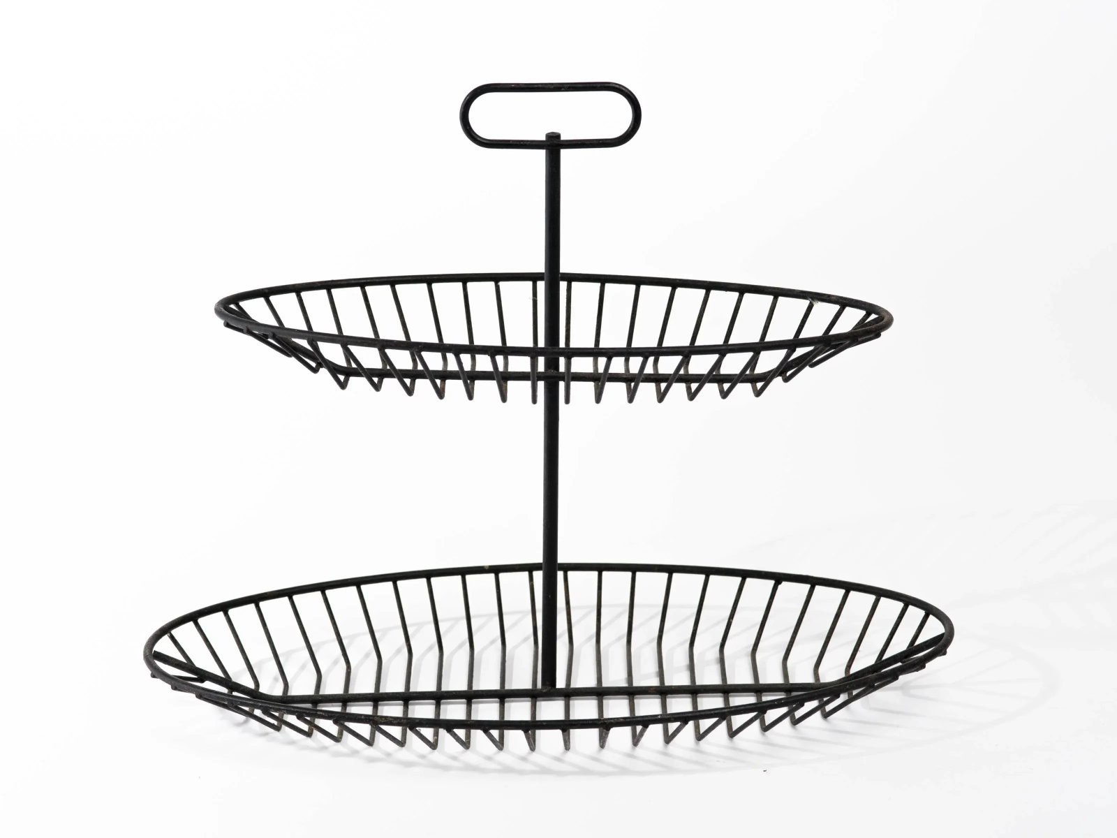 Raymor 1950s Black Wire Serving Stand and Bowl - 2 Pieces - 3