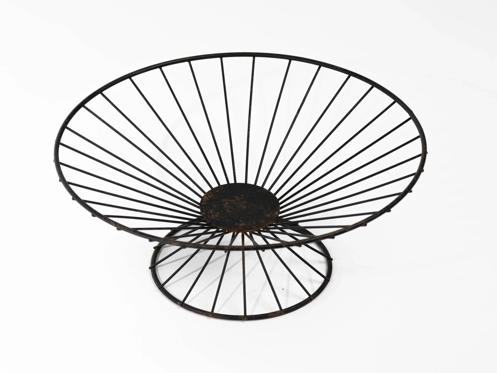 Raymor 1950s Black Wire Serving Stand and Bowl - 2 Pieces - 7