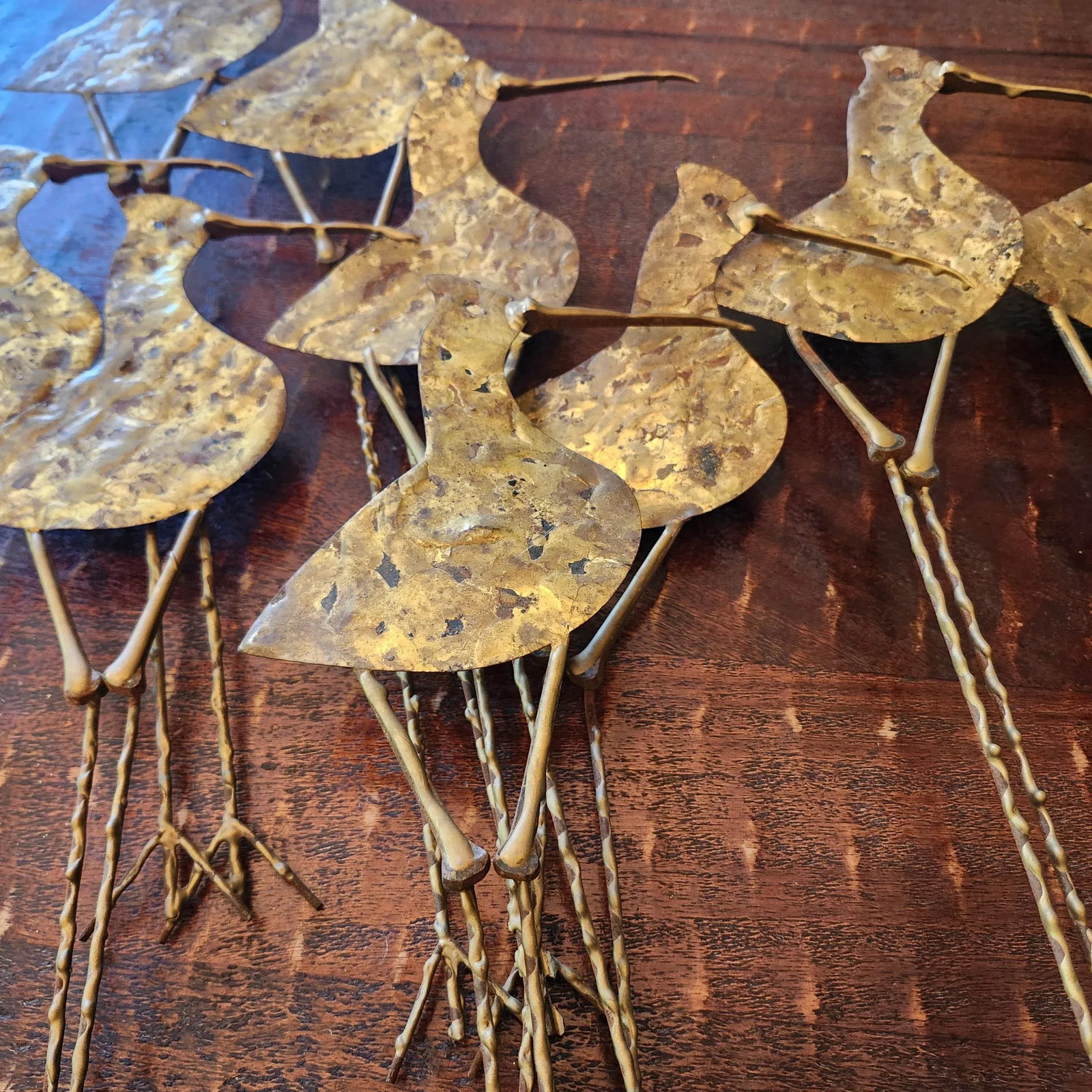 1969 C. Jere Mid-Century Modern Brutalist Gold Sandpipers Wall Sculpture - 2