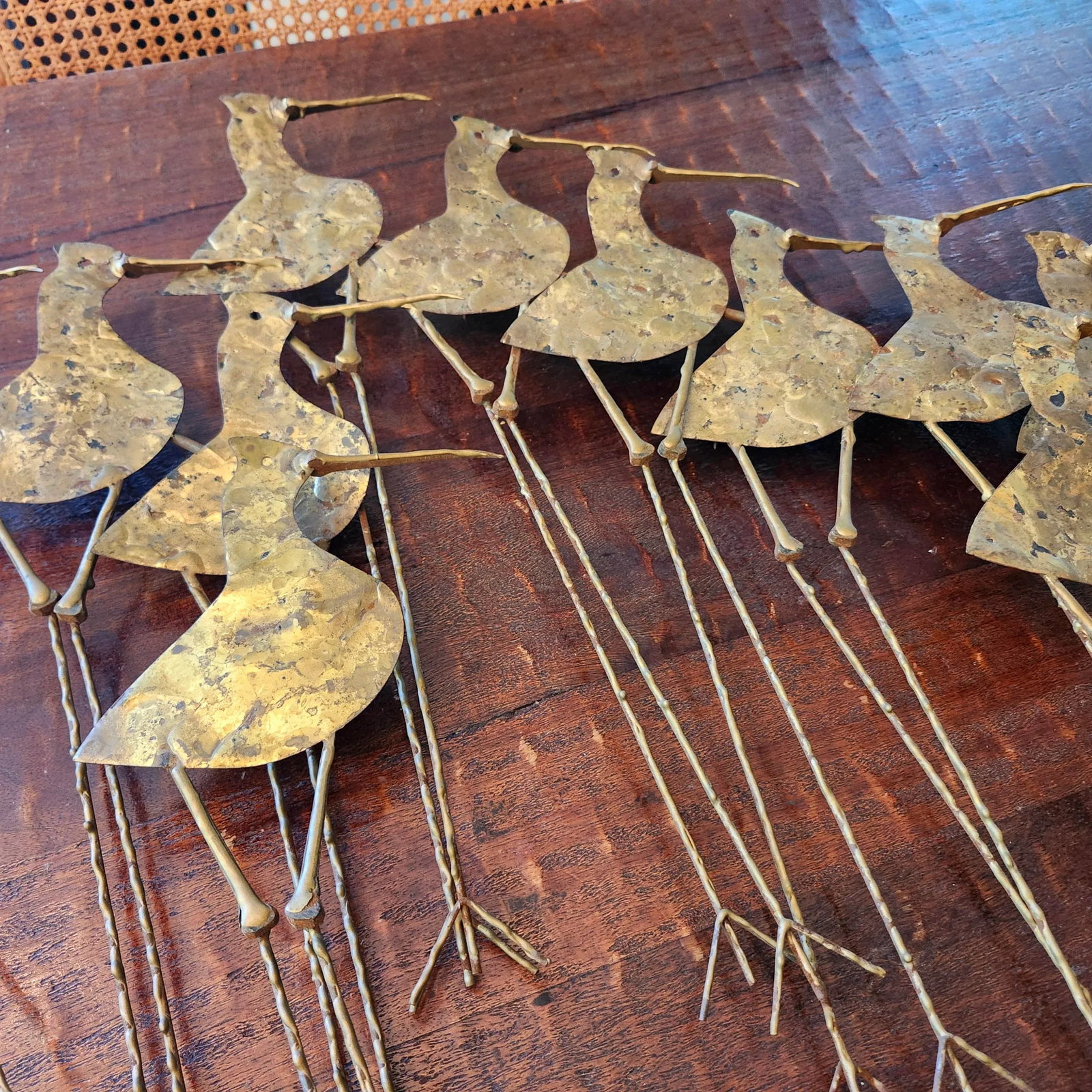 1969 C. Jere Mid-Century Modern Brutalist Gold Sandpipers Wall Sculpture - 3