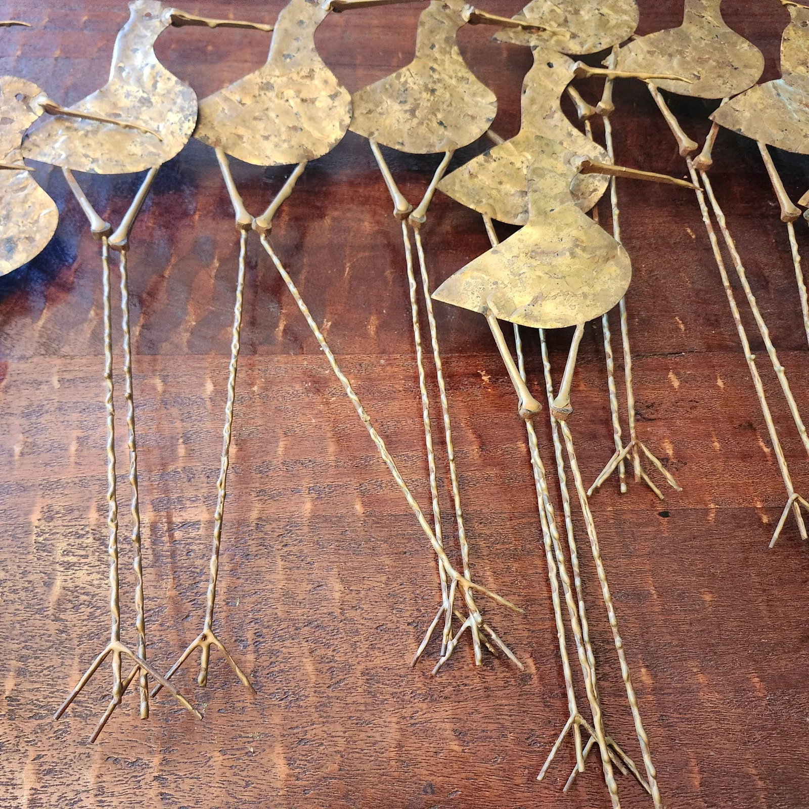 1969 C. Jere Mid-Century Modern Brutalist Gold Sandpipers Wall Sculpture - 5