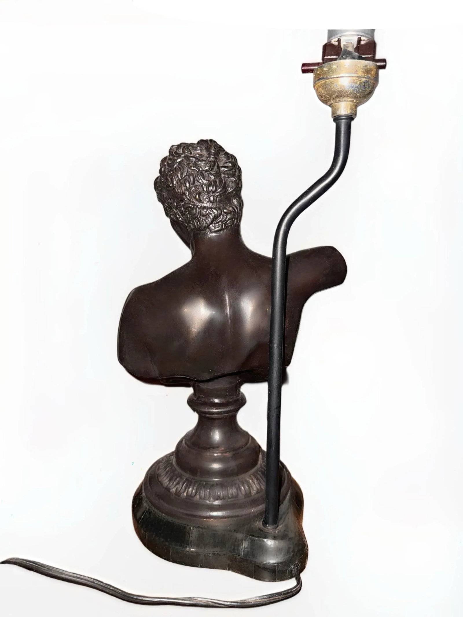 Vintage Maitland-Smith Bronze Cast Bust of Hermes Table Lamp on Marble Base - 2