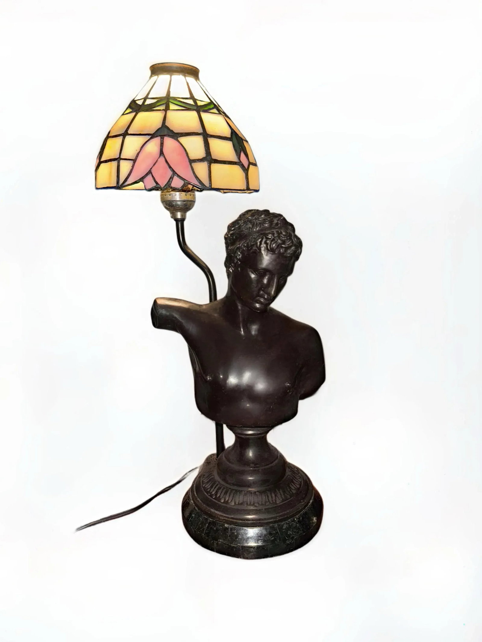 Vintage Maitland-Smith Bronze Cast Bust of Hermes Table Lamp on Marble Base - 3