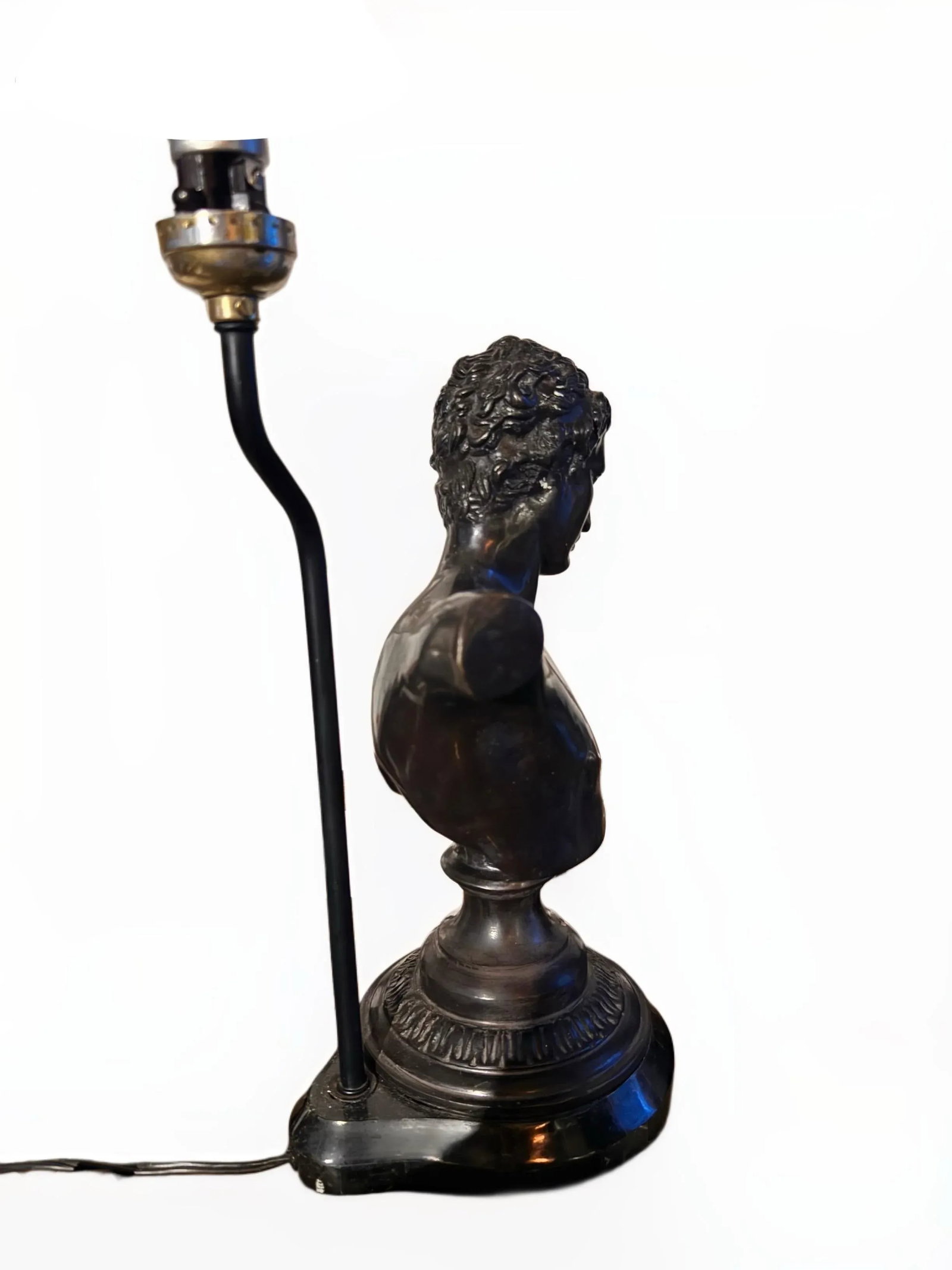 Vintage Maitland-Smith Bronze Cast Bust of Hermes Table Lamp on Marble Base - 4