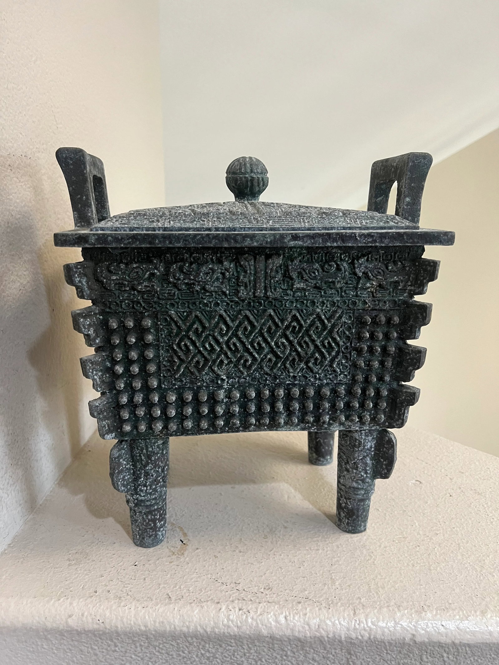 Mid Century 1970's James Mont Shang Bronze Style Fang Ding Ice Bucket - 2
