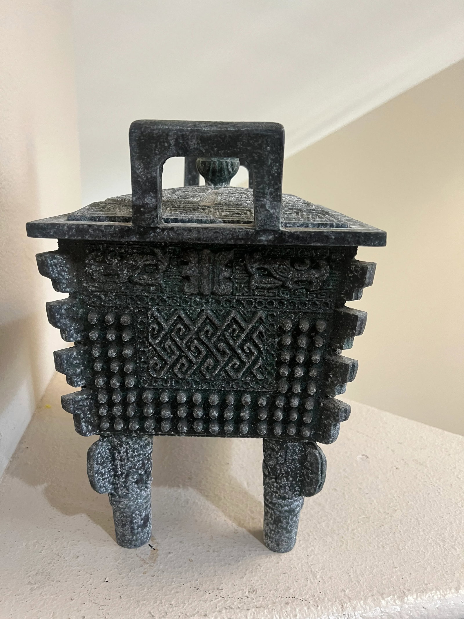 Mid Century 1970's James Mont Shang Bronze Style Fang Ding Ice Bucket - 3