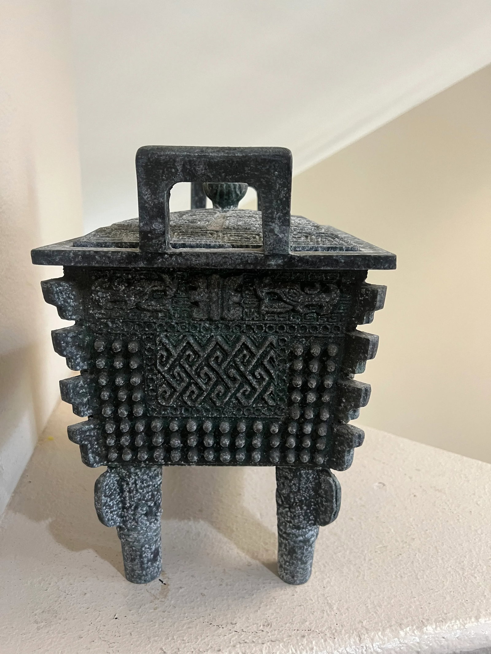 Mid Century 1970's James Mont Shang Bronze Style Fang Ding Ice Bucket - 9