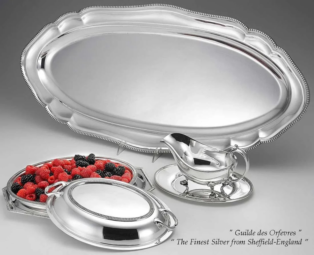 1970's Vintage/New Silverplate Oval Platters With Jubilee, Patented Applied Border - Set of 3 - 12