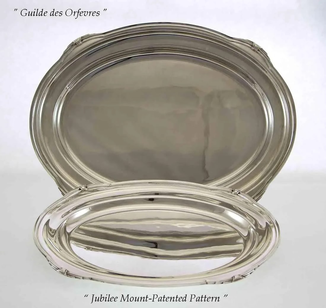 1970's Vintage/New Silverplate Oval Platters With Jubilee, Patented Applied Border - Set of 3 - 4