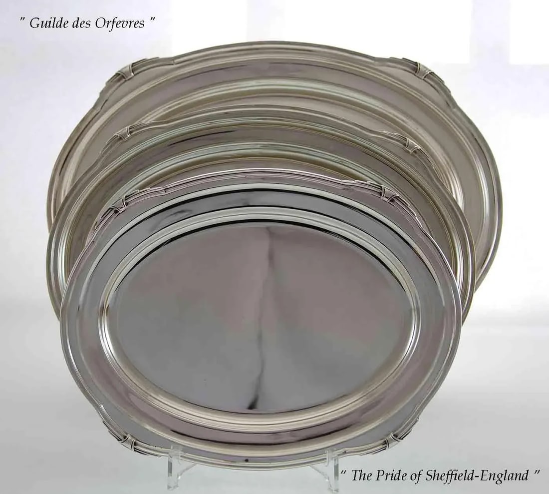 1970's Vintage/New Silverplate Oval Platters With Jubilee, Patented Applied Border - Set of 3 - 6