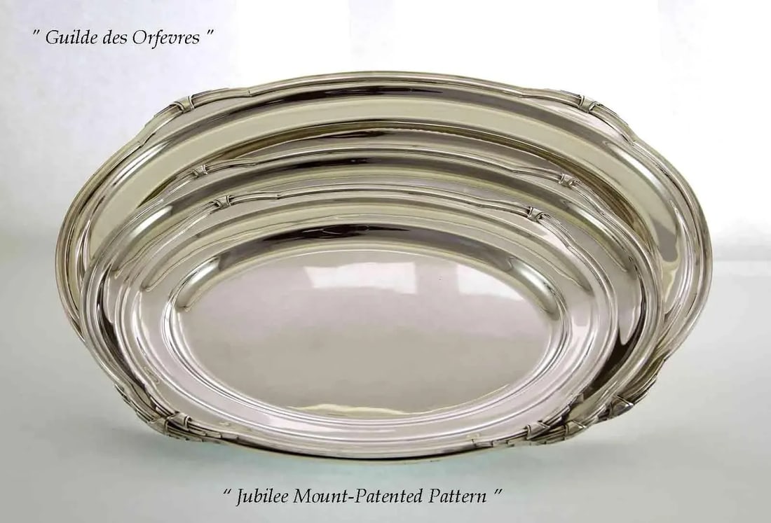 1970's Vintage/New Silverplate Oval Platters With Jubilee, Patented Applied Border - Set of 3 - 8