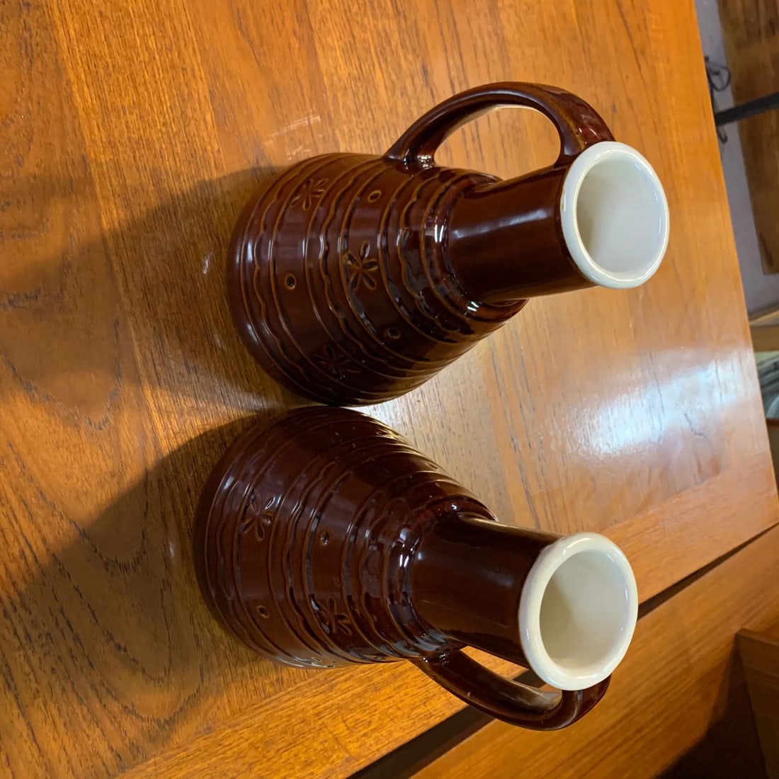 Mid-Century Modern Mar-Crest Dot Daisy Stoneware Carafe Coffee Decanter Servers - a Pair - 3