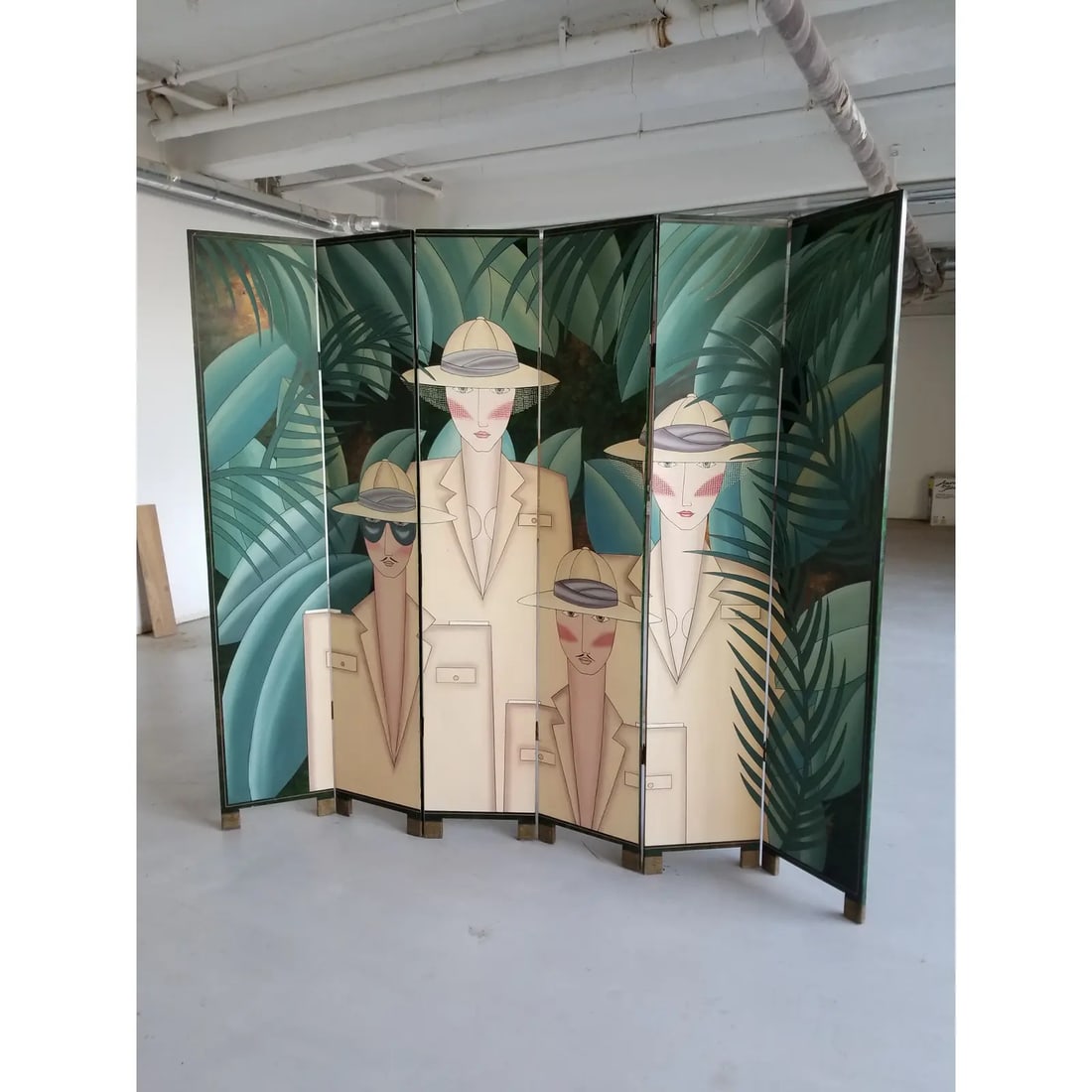 1980's Maitland Smith Chinese Coromandel Lacquer 6-Panel Screen With Safari Mural - 2