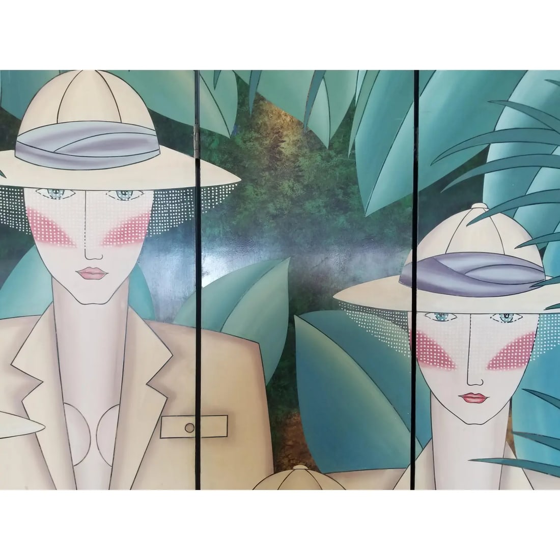 1980's Maitland Smith Chinese Coromandel Lacquer 6-Panel Screen With Safari Mural - 3