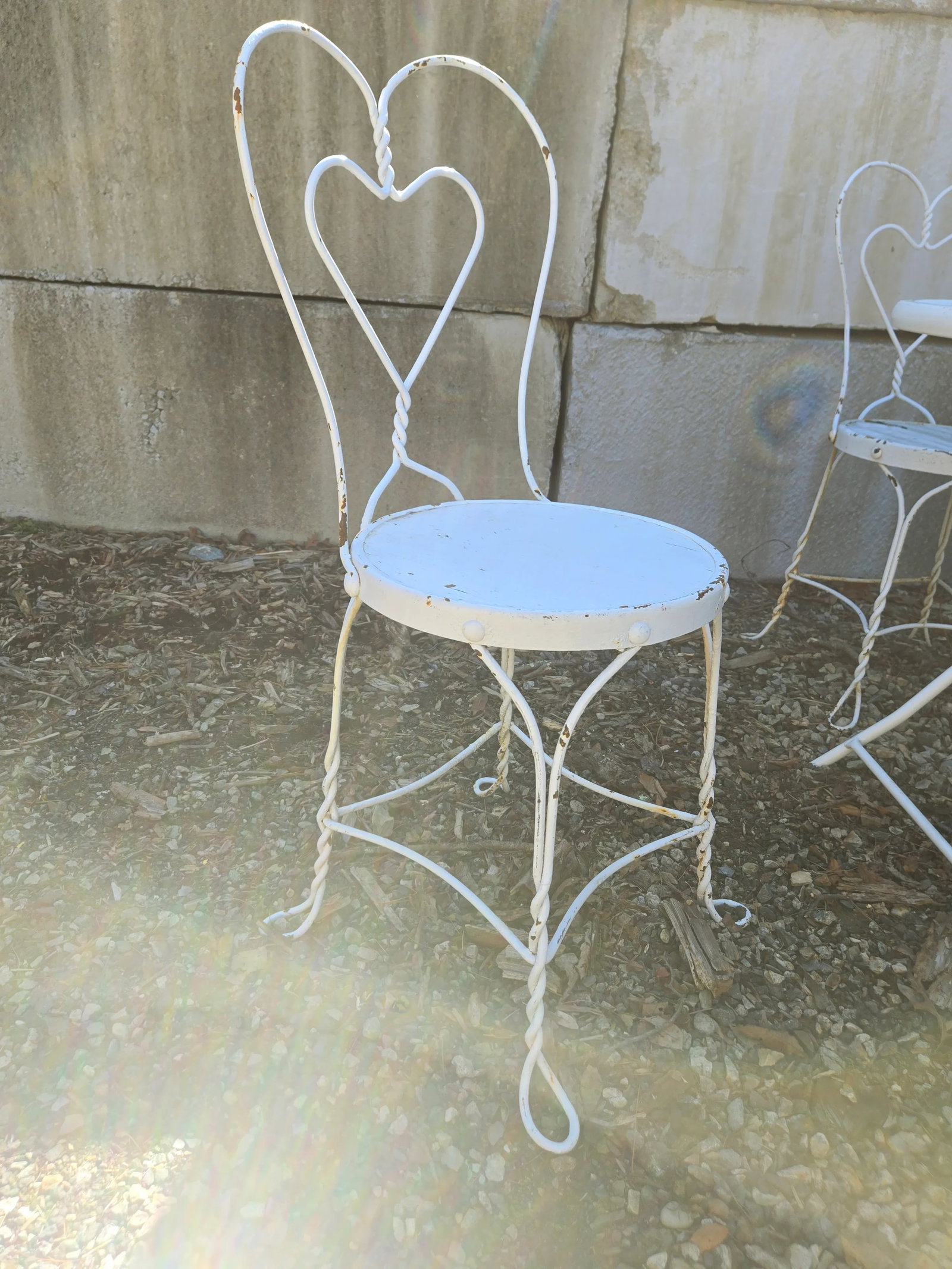 Vintage Wrought Iron Outdoor Patio Table & 4 Chairs - 4