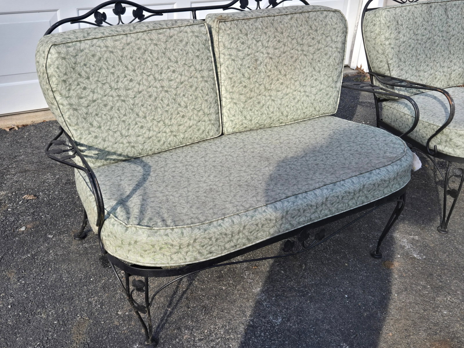 Vintage Wrought Iron Patio Seating Loveseat and Chair - 12