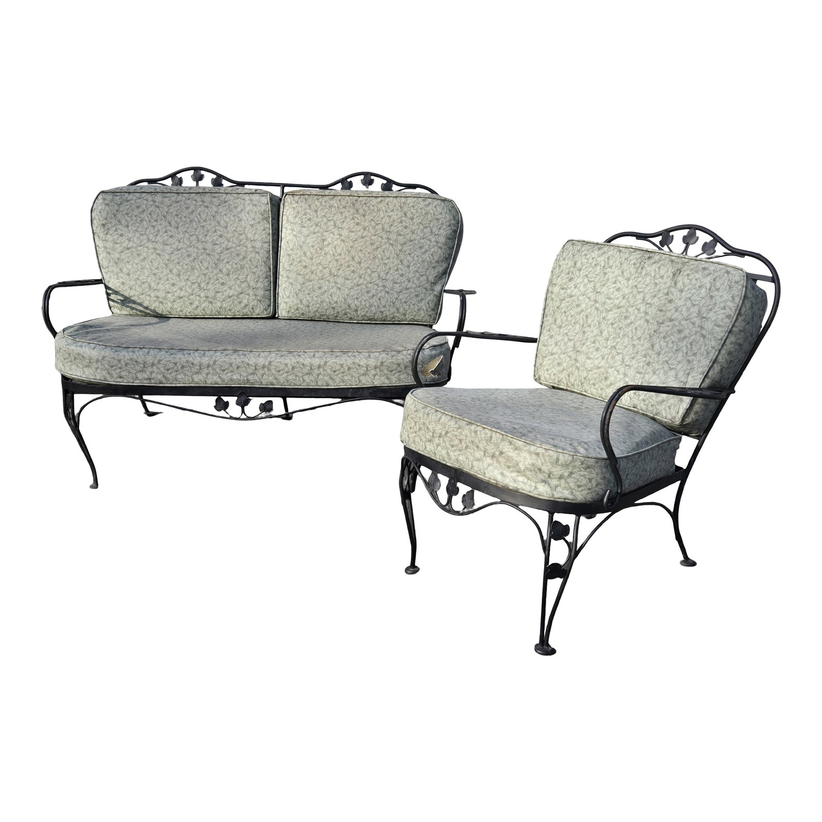 Vintage Wrought Iron Patio Seating Loveseat and Chair (1 of 12)